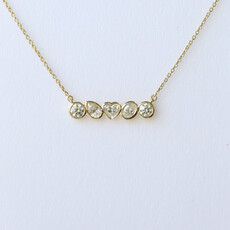14k Yellow Gold .86ctw Multi-Shape Diamond Bar Necklace (16"-17" Adjustable)