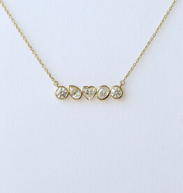 14k Yellow Gold .86ctw Multi-Shape Diamond Bar Necklace (16"-17" Adjustable)