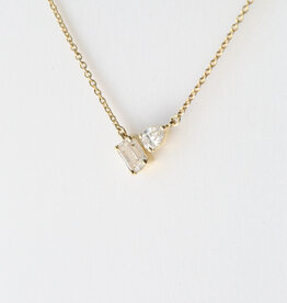 14k Yellow Gold .44ctw Emerald and Pear Diamond Pendant (16'-17")