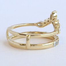 American Jewelry 14k Yellow Gold .96ctw Diamond Marquise Point & Round Ring Guard