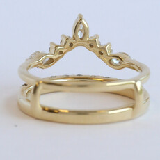 American Jewelry 14k Yellow Gold .96ctw Diamond Marquise Point & Round Ring Guard