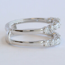American Jewelry 14k White Gold 1.02ctw Diamond Baguette & Round Contour Ring Guard
