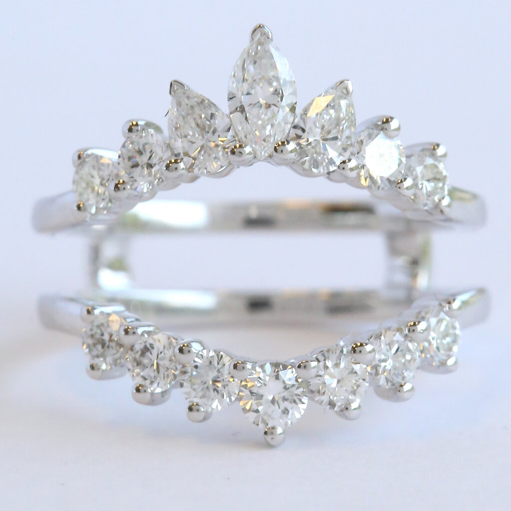 American Jewelry 14k White Gold 1.25ctw Lab Grown Diamond Marquise & Ring Contour Ring Guard