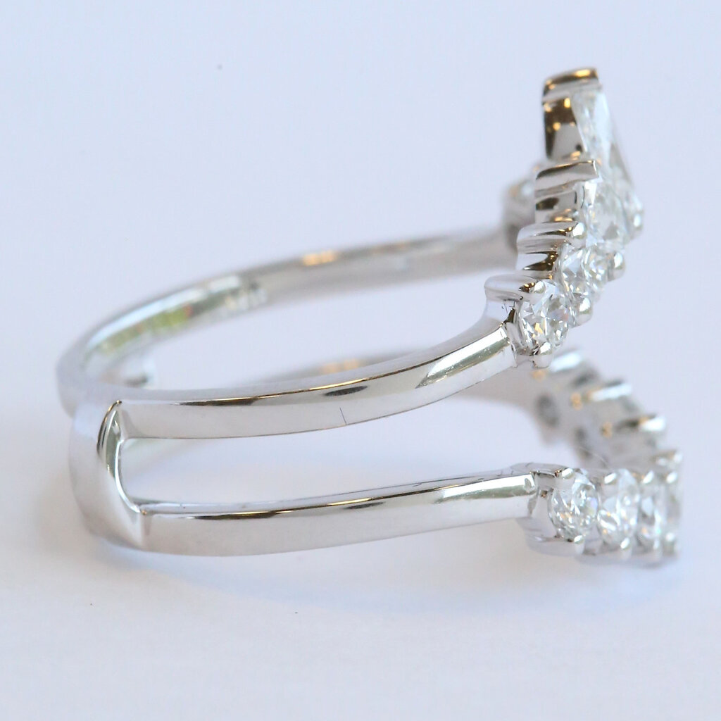 American Jewelry 14k White Gold 1.25ctw Lab Grown Diamond Marquise & Ring Contour Ring Guard