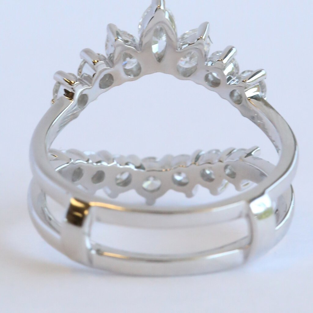 American Jewelry 14k White Gold 1.25ctw Lab Grown Diamond Marquise & Ring Contour Ring Guard