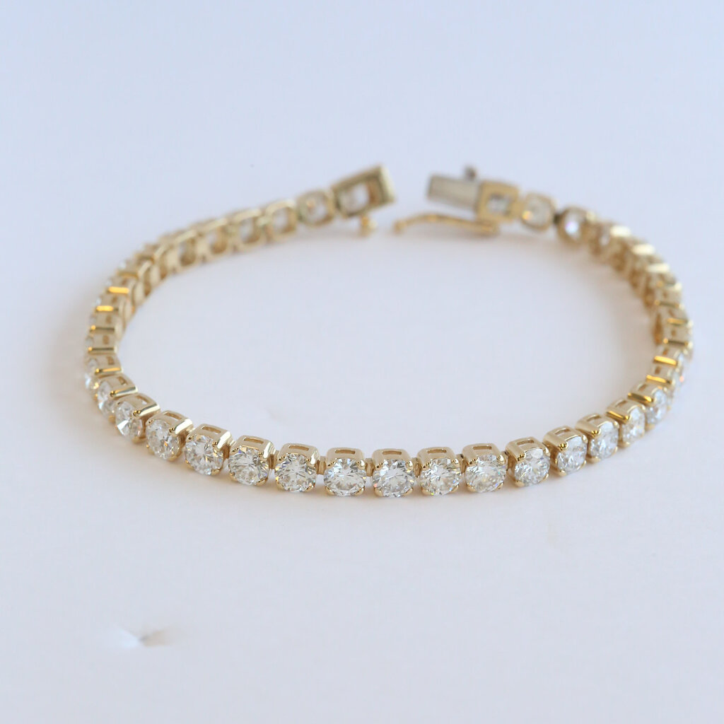 American Jewelry 14k Yellow Gold 8ctw Lab Grown Diamond Tennis Bracelet (7.5")