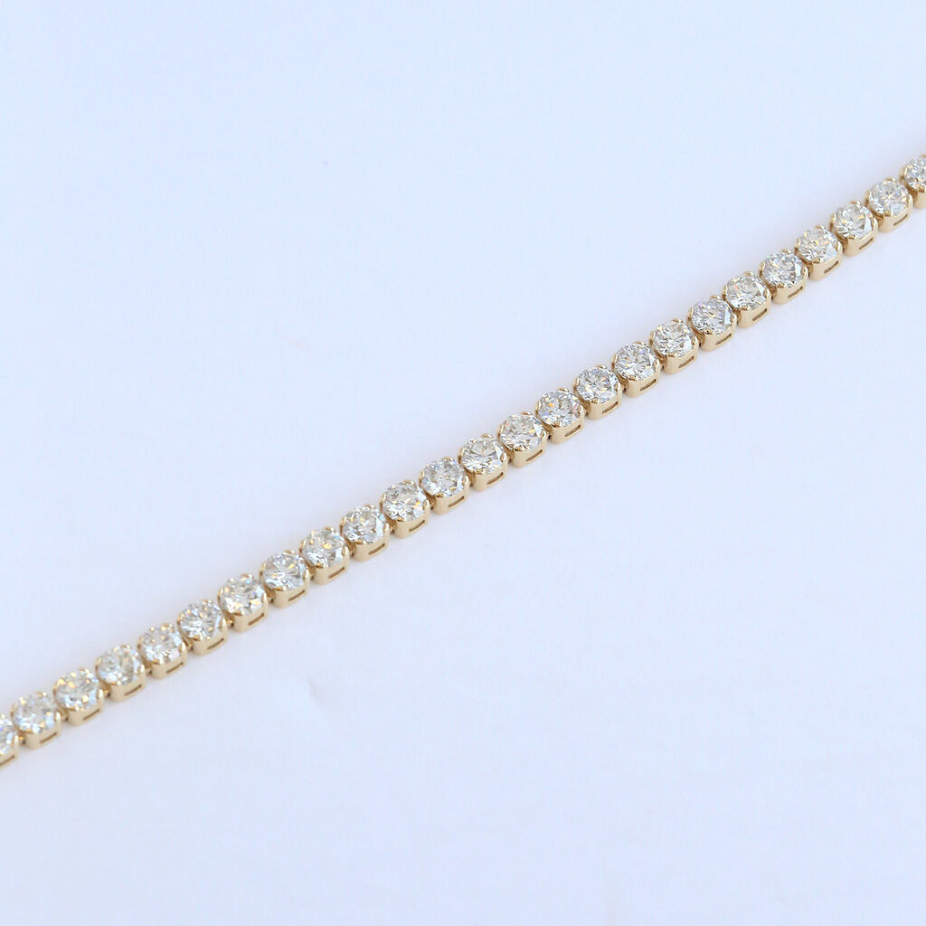 American Jewelry 14k Yellow Gold 10.02ctw Lab Grown Diamond Tennis Bracelet (7.5")