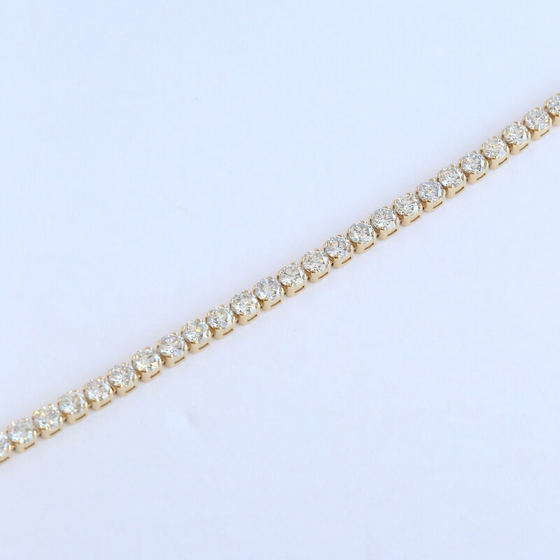 American Jewelry 14k Yellow Gold 10.02ctw Lab Grown Diamond Tennis Bracelet (7.5")
