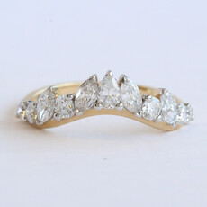 American Jewelry 14k Yellow Gold 3/4ctw Lab Grown Diamond Pear, Marquise, Round Contour Wedding Band