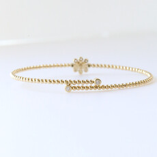 14k Yellow Gold .25ctw Marquise and Round Diamond Bezel Beaded Flex Bangle