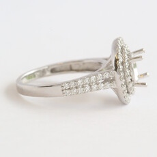 American Jewelry 14k White Gold .80ctw Diamond Double Halo Split Shank Semi Mount Engagement Ring