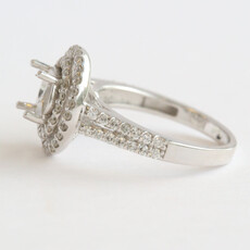 American Jewelry 14k White Gold .80ctw Diamond Double Halo Split Shank Semi Mount Engagement Ring