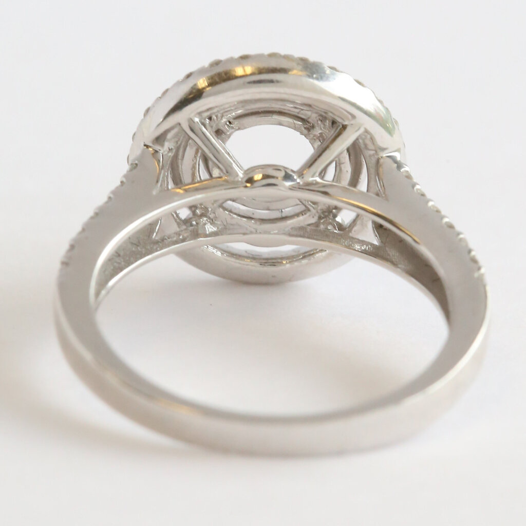 American Jewelry 14k White Gold .80ctw Diamond Double Halo Split Shank Semi Mount Engagement Ring