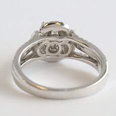 American Jewelry 14k White Gold .80ct Sapphire .61ctw Diamond Double Halo Split Shank Ring