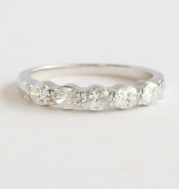 American Jewelry 14k White Gold .75ctw Diamond East to West Oval Wedding Band