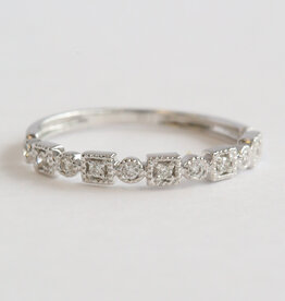 American Jewelry 14k White Gold .11ctw Diamond Milgrain Alternating Shape Wedding Band