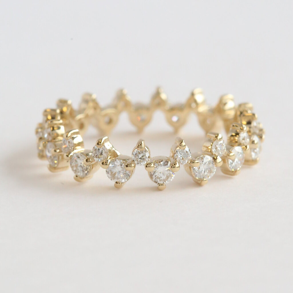 American Jewelry 14k Yellow Gold 1.12ctw Diamond Zig Zag Wedding Band