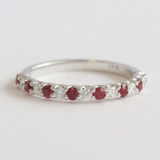 American Jewelry 14k White Gold .35ctw Diamond .44ctw Ruby Alternating Stackable Band