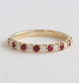 American Jewelry 14k Yellow Gold .75ctw Ruby .40ctw Diamond Alternating 5 Stone Band Ring