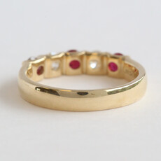 American Jewelry 14k Yellow Gold .75ctw Ruby .40ctw Diamond Alternating 5 Stone Band Ring