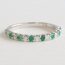 American Jewelry 14k White Gold .35ctw Diamond .35ctw Emerald Alternating Stackable Band