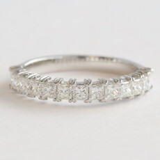 American Jewelry 14k White Gold .87ctw Diamond Princess Cut Straight Wedding Band