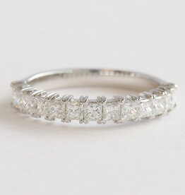 American Jewelry 14k White Gold .87ctw Diamond Princess Cut Straight Wedding Band