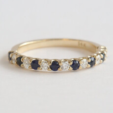 American Jewelry 14k Yellow Gold .35ctw Diamond .44ctw Sapphire Alternating Straight Stackable Band