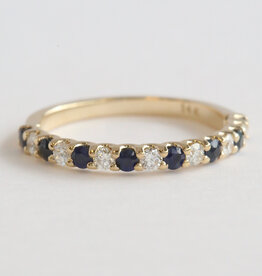 American Jewelry 14k Yellow Gold .44ctw Ruby .35ctw Diamond Alternating Straight Stackable Band