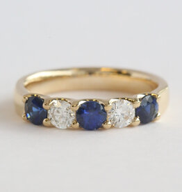 American Jewelry 14k yellow Gold .80ctw Sapphire .40ctw Diamond 5 Stone Band Ring