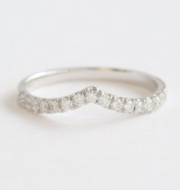 American Jewelry 14k White Gold .24ctw Diamond V Contour Curved Wedding Band