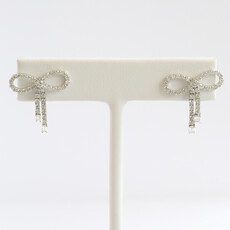 American Jewelry 14k White Gold 1.50ctw Diamond Bow Ribbon Stud Earrings