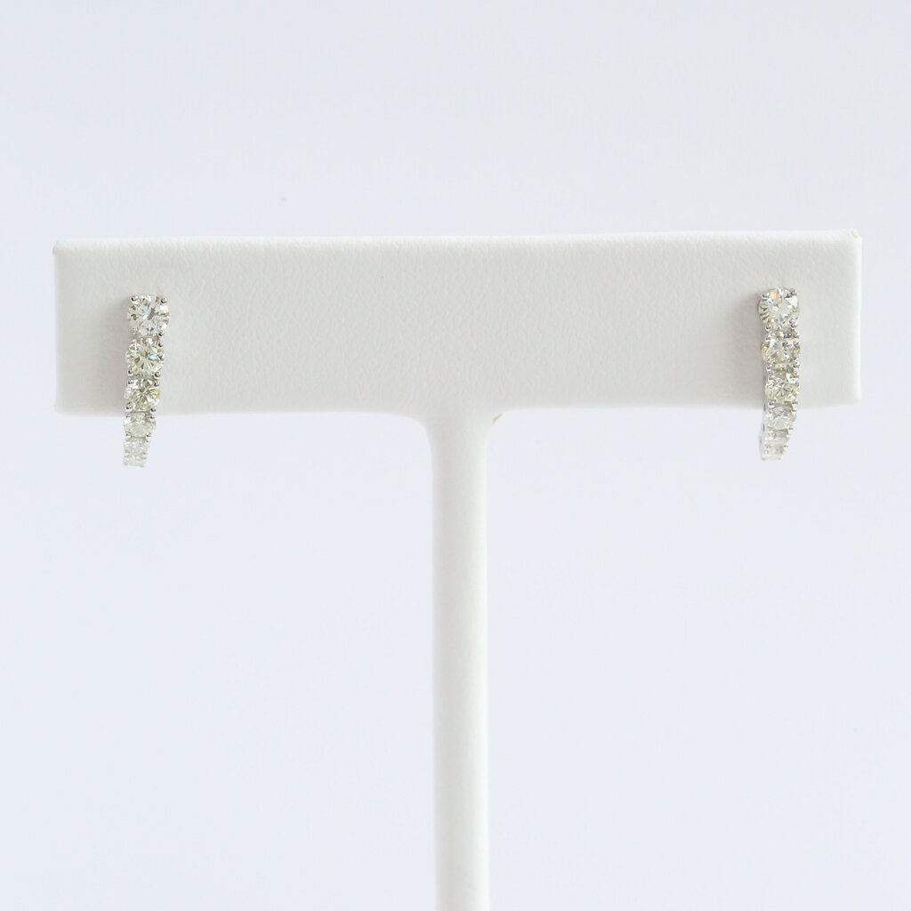 American Jewelry 14k White Gold 1.01ctw Diamond Climber Dangle Earrings