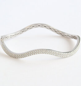 American Jewelry 14k White Gold 1.17ctw Diamond Wavy Bangle Bracelet