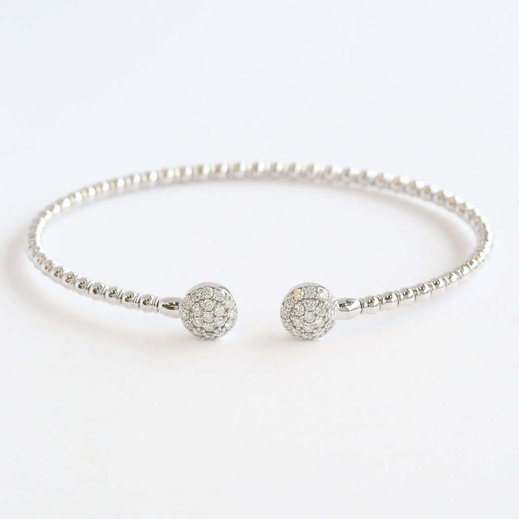 American Jewelry 14k White Gold .57ctw Diamond Beaded Open Bangle Bracelet