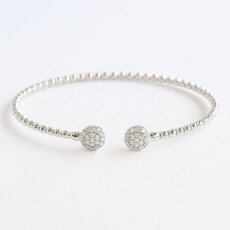 American Jewelry 14k White Gold .57ctw Diamond Beaded Open Bangle Bracelet