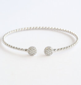 American Jewelry 14k White Gold .57ctw Diamond Beaded Open Bangle Bracelet