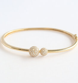 American Jewelry 14k Yellow Gold .98ctw Diamond Smooth Bangle Bracelet