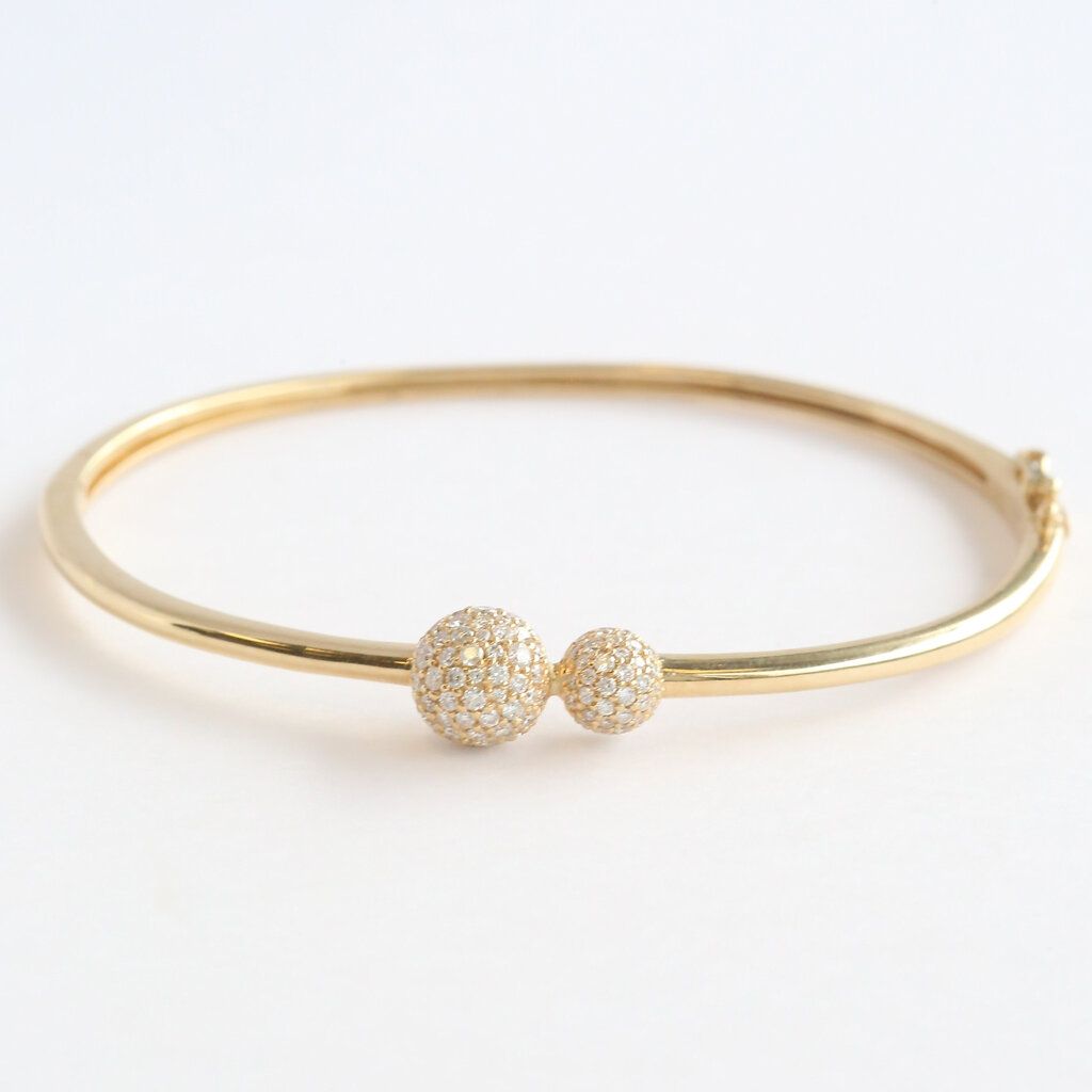 American Jewelry 14k Yellow Gold .98ctw Diamond Smooth Bangle Bracelet