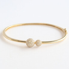 American Jewelry 14k Yellow Gold .98ctw Diamond Smooth Bangle Bracelet