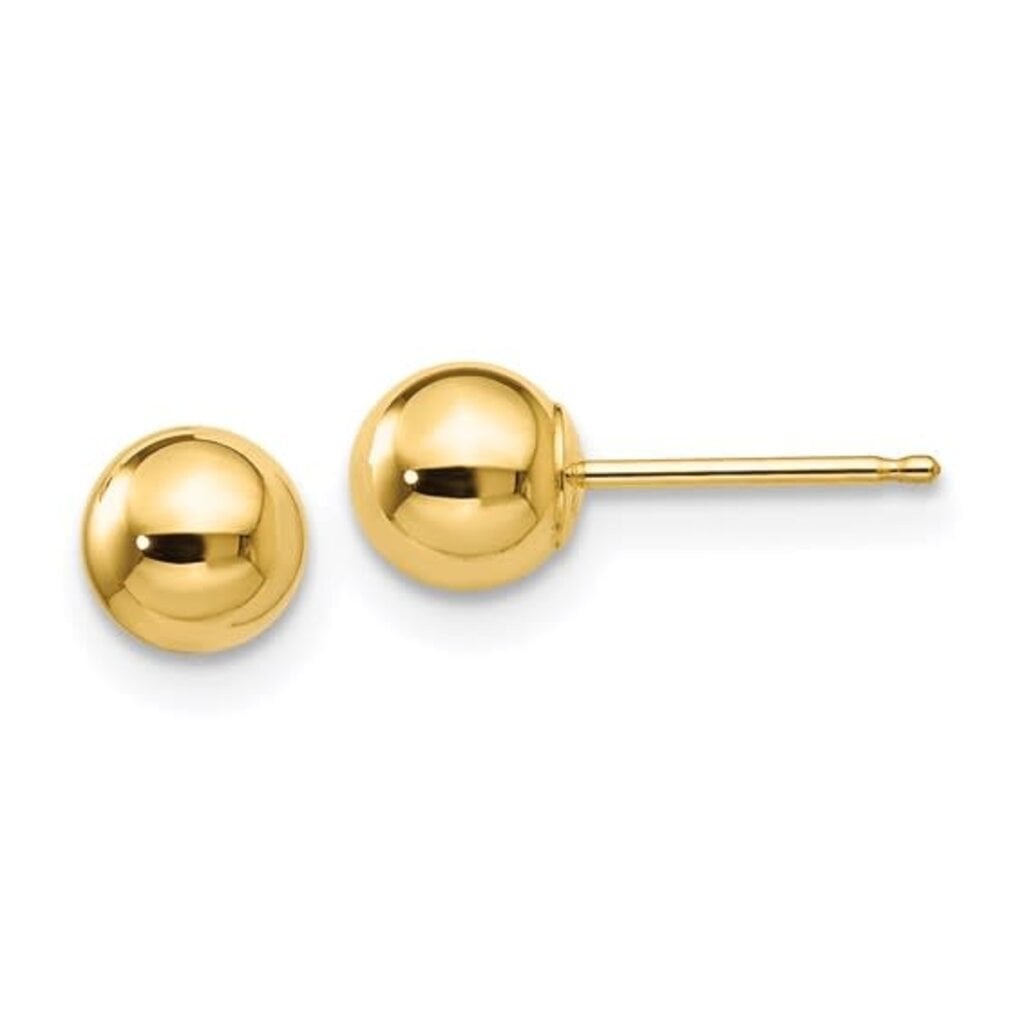 American Jewelry 14k Yellow Gold 5mm Ball Stud Earrings