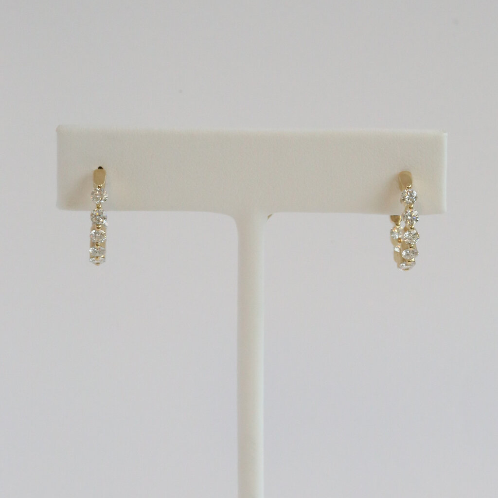 American Jewelry 14k Yellow Gold 1.29ctw Diamond Single Prong Inside Out Hoop Earrings