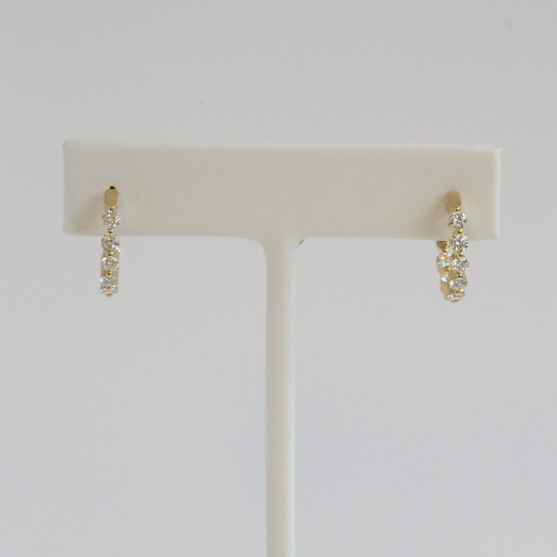 American Jewelry 14k Yellow Gold 1.29ctw Diamond Single Prong Inside Out Hoop Earrings