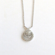 American Jewelry 14k White Gold 3/8ctw Round Diamond Pear Open Dangle Necklace
