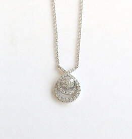 American Jewelry 14k White Gold 3/8ctw Round Diamond Pear Open Dangle Necklace