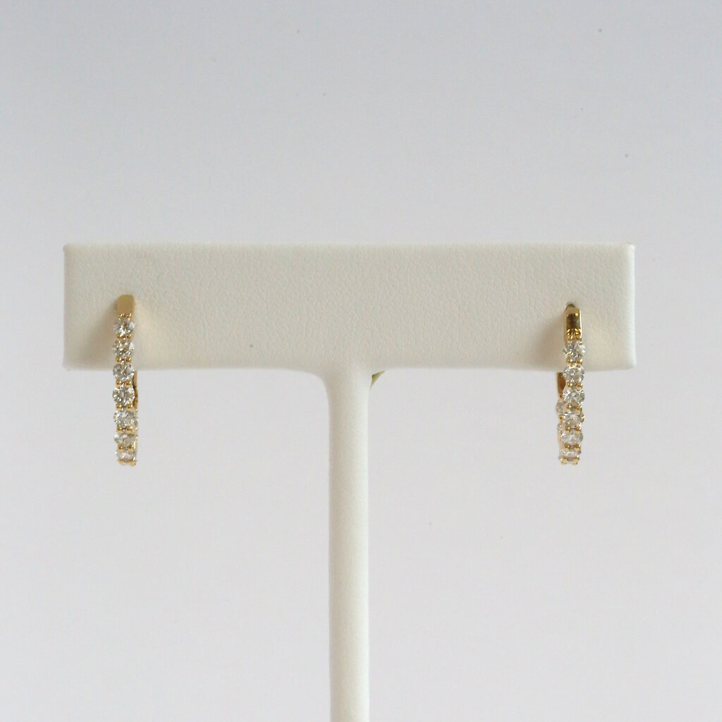 American Jewelry 14k Yellow Gold 1.07ctw Diamond Inside Out Oval Hoop Earrings
