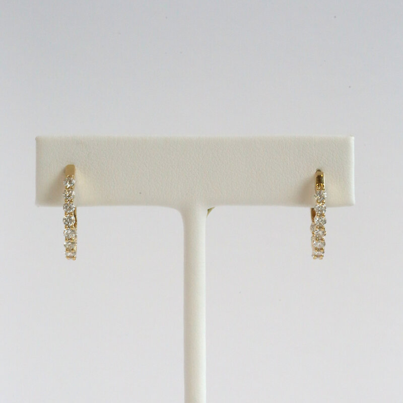 American Jewelry 14k Yellow Gold 1.07ctw Diamond Inside Out Oval Hoop Earrings