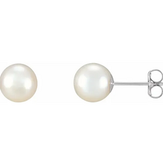 American Jewelry 14k White Gold 7.5-8mm Akoya Pearl Stud Earrings