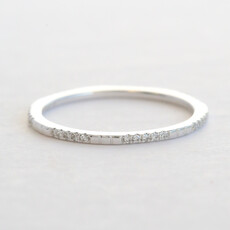 American Jewelry 14k White Gold .12ctw Diamond Textured Wedding Band