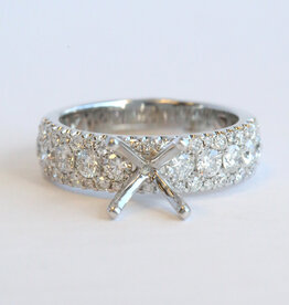 American Jewelry 14k White Gold 1.33ctw Round Brilliant Diamond Semi Mount Engagement Ring